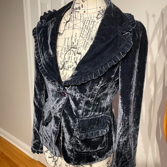 Vintage y2k Velvet Whimsgoth Fit Flare Ruffle Victorian Steampunk Costume Rave - Picture 2 of 6